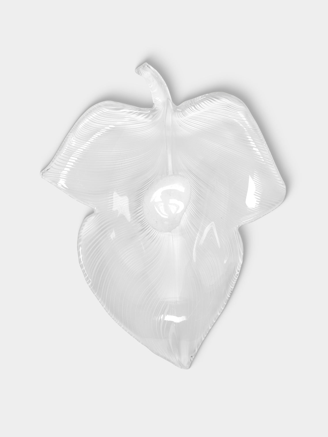 Antique and Vintage - Mid-Century Licio Zanetti Leaf Murano Glass Bowl - Clear - ABASK