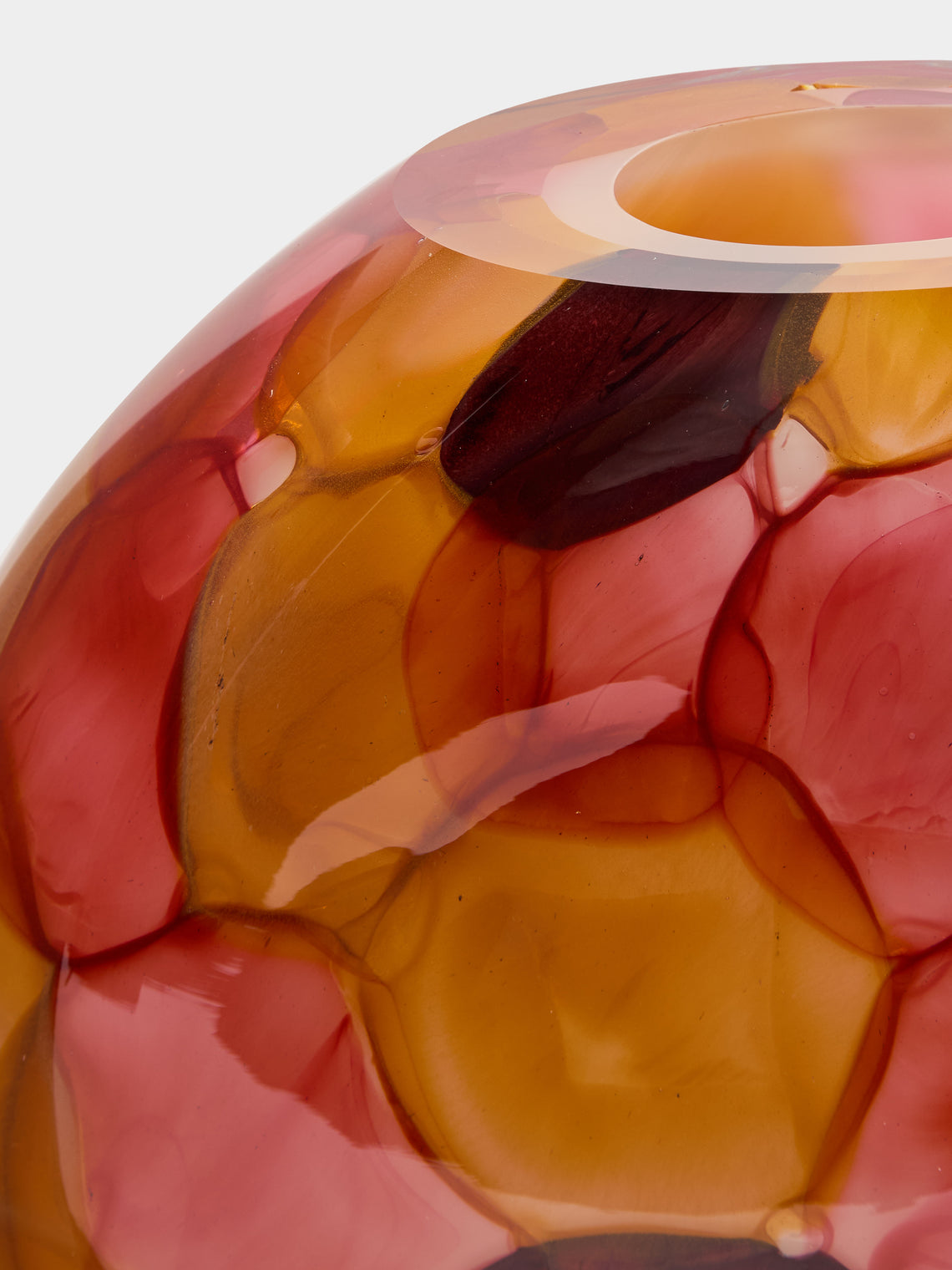 David Valner - Aquarelle Hand-Blown Glass Round Vase -  - ABASK