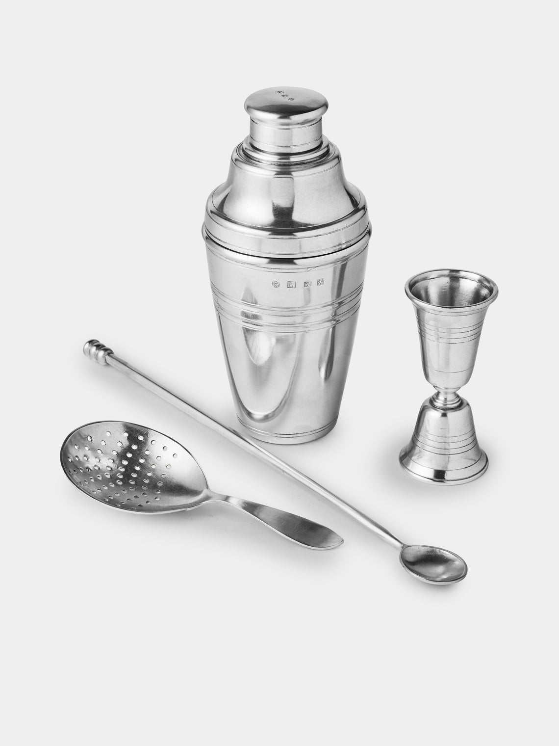 Cosi Tabellini - Piemonte Pewter Cocktail Accessories (Set of 4) - Silver - ABASK
