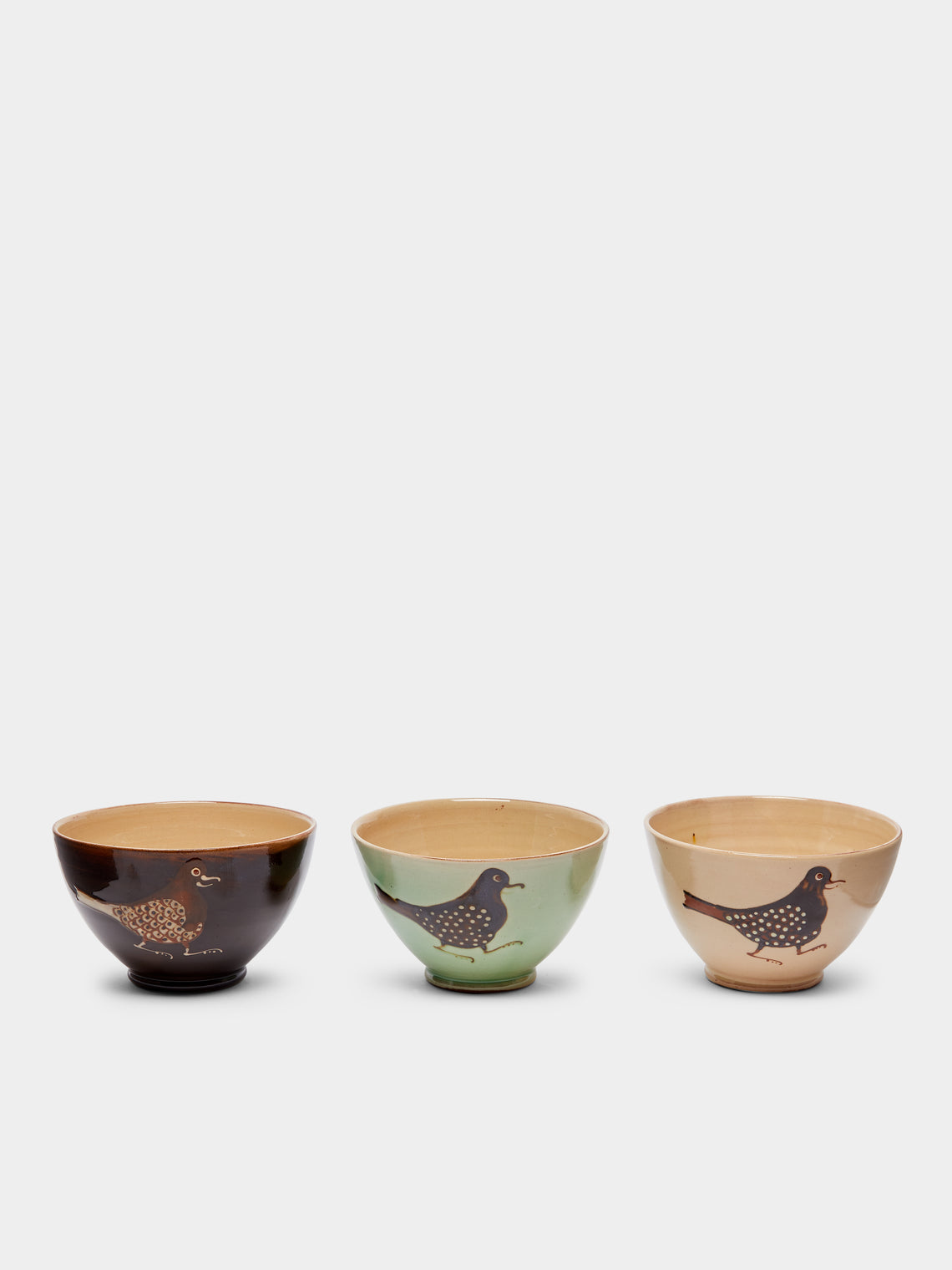 Poterie d’Évires - Birds Hand-Painted Ceramic Cereal Bowls (Set of 3) -  - ABASK