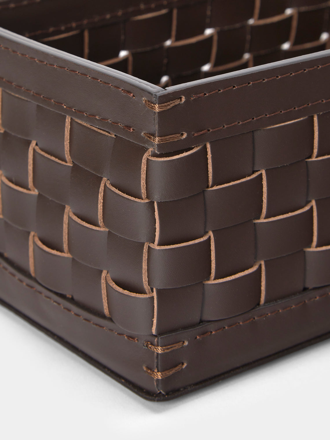 Riviere - Woven Leather Towel Tray (11.5in/29cm) - Dark brown - ABASK
