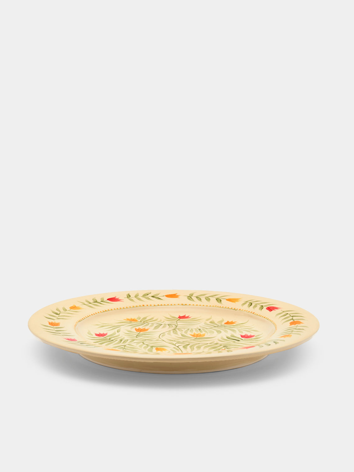 Rosanna Corfe - Tulips Hand-Painted Ceramic Round Platter - Cream - ABASK