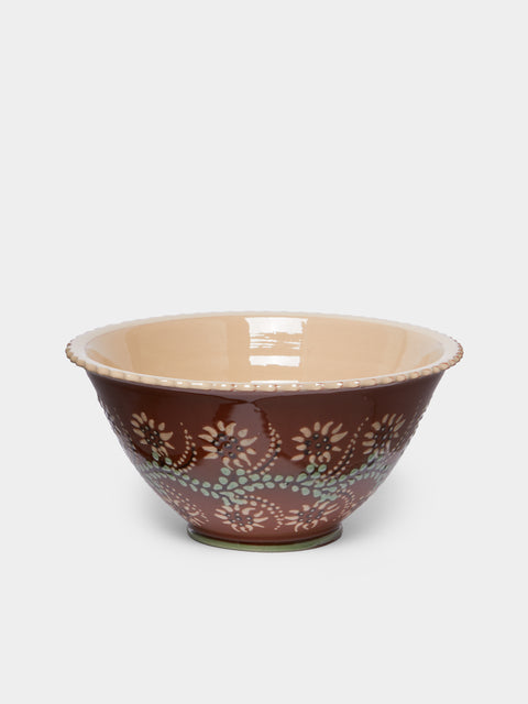 Poterie d’Évires - Flowers Hand-Painted Ceramic Fluted Bowl -  - ABASK - 