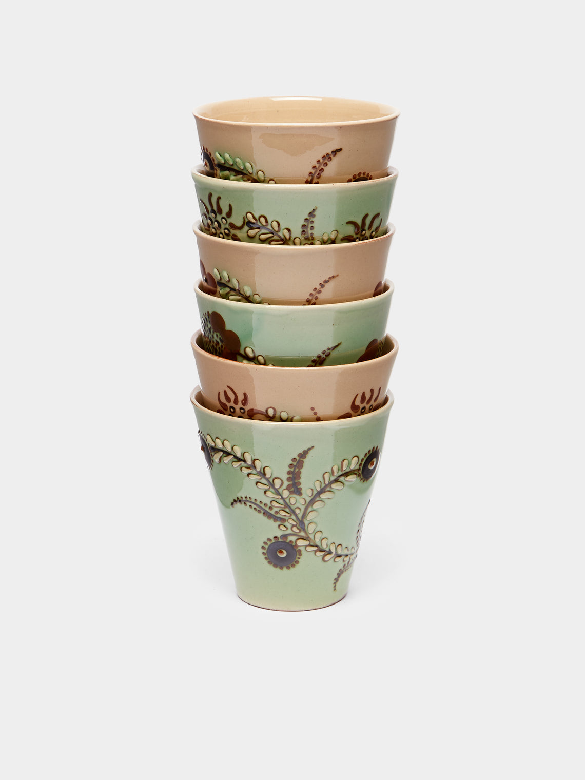 Poterie d’Évires - Flowers Hand-Painted Ceramic Coffee Cups (Set of 6) -  - ABASK