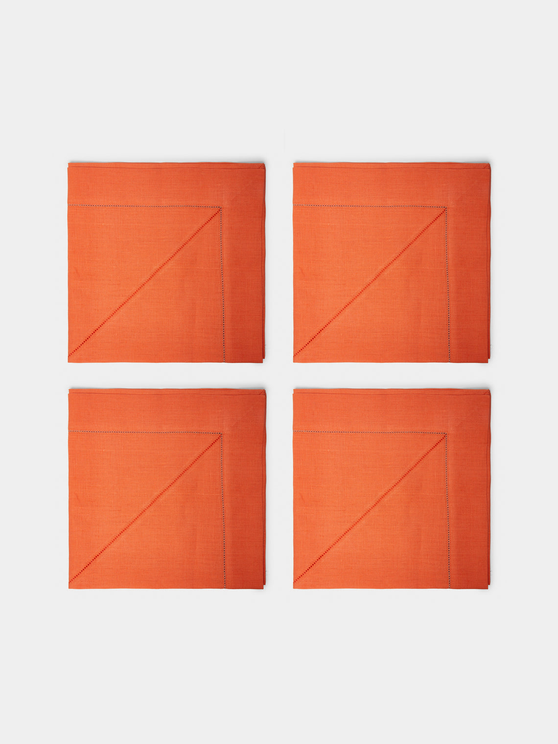 Peter Speliopoulos Projects - Hem-Stitch Linen Napkins (Set of 4) - Orange - ABASK