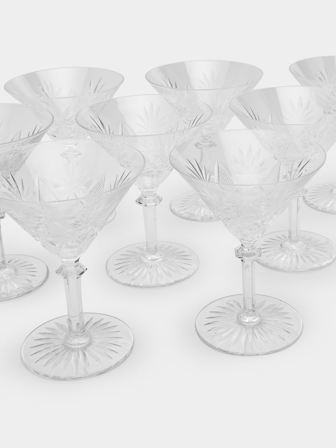 Antique and Vintage - 1950s Val Saint Lambert Cut Crystal Cocktail Glasses (Set of 12) -  - ABASK
