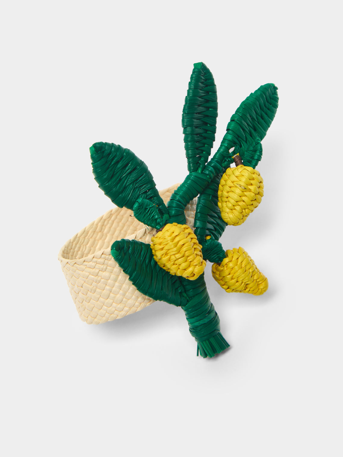 Coro Cora - Lemon Branch Handwoven Iraca Palm Napkin Rings (Set of 4) -  - ABASK