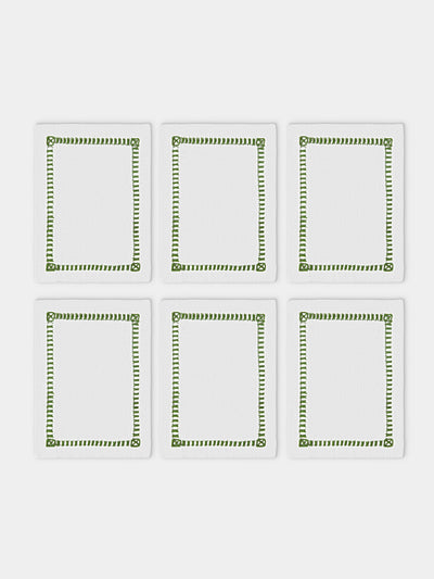 Los Encajeros - Tokyo Linen Cocktail Napkins (Set of 6) - White - ABASK - 