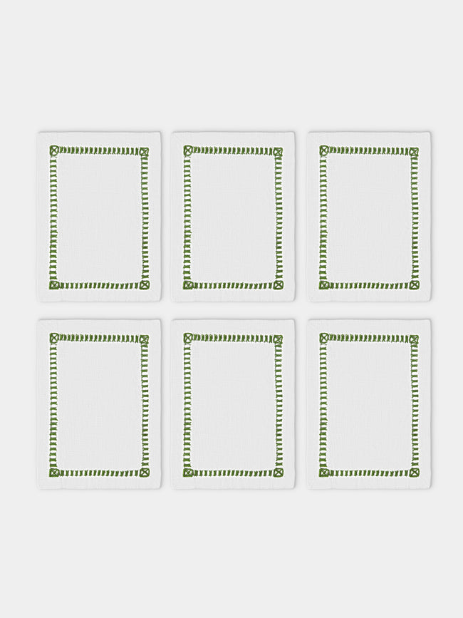 Los Encajeros - Tokyo Linen Cocktail Napkins (Set of 6) - White - ABASK - 