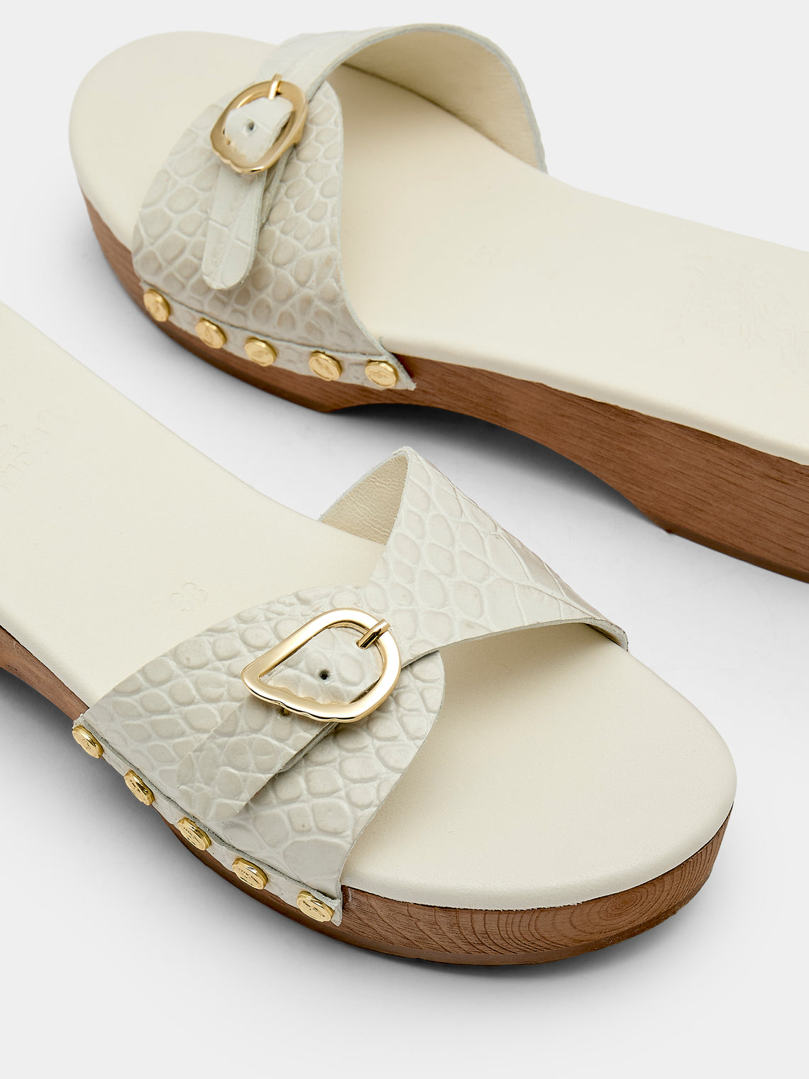 Ancient Greek Sandals - Omonia Leather Clogs | Size: 38 - White - ABASK