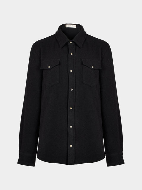 God's True Cashmere - Cashmere Shirt | Size: M - Black - ABASK - 