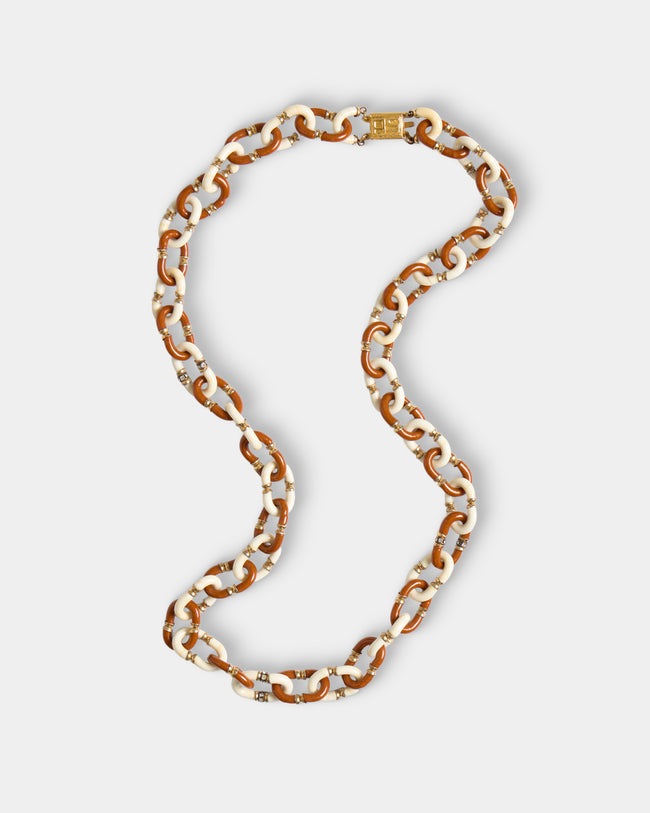 Mahnaz Collection - Women's Vintage 1960 Archimede Seguso Italian Glass and Metal Necklace - Brown - ABASK - 