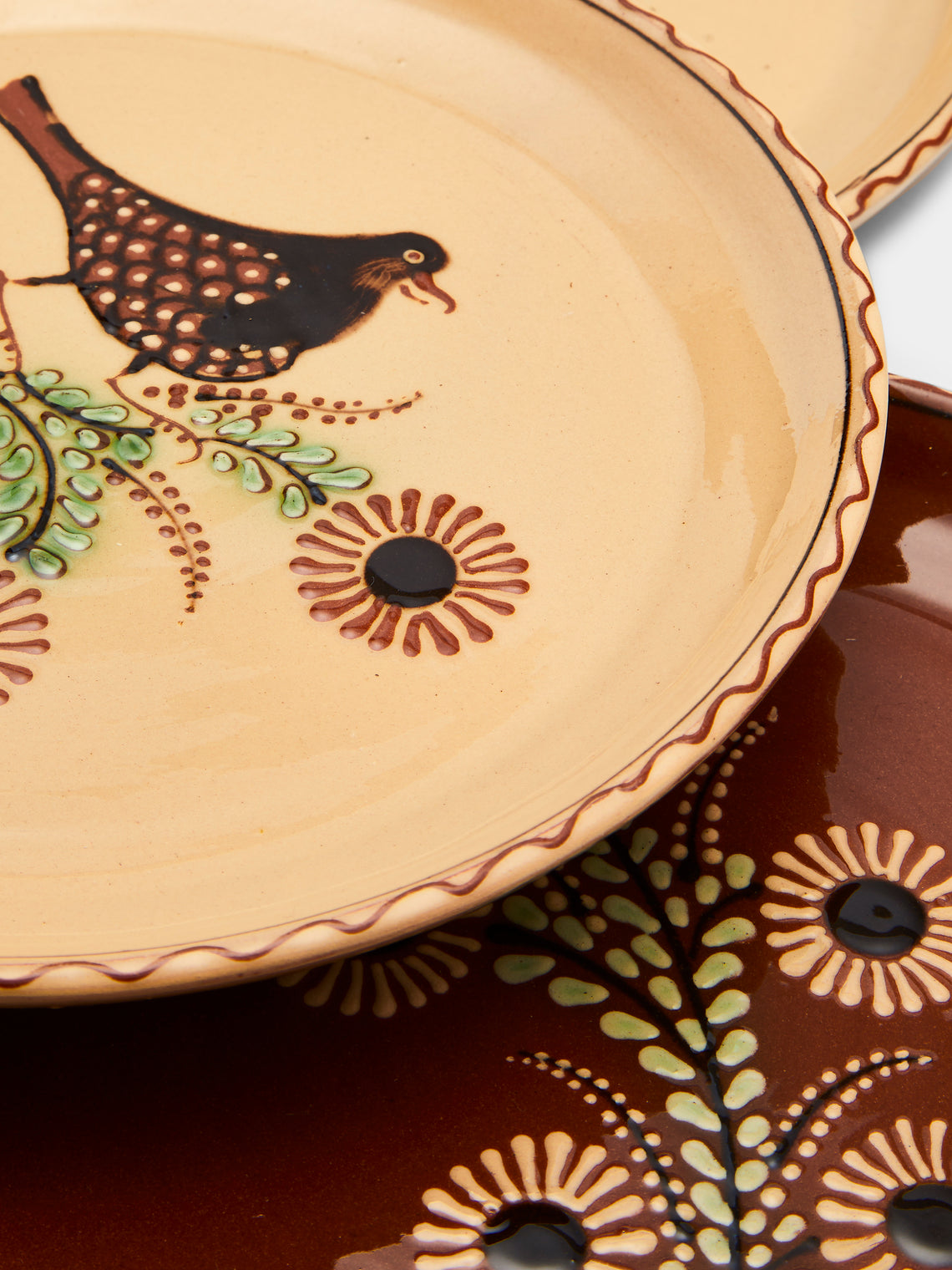 Poterie d’Évires - Flowers and Birds Hand-Painted Ceramic Side Plates (Set of 4) - Multiple - ABASK