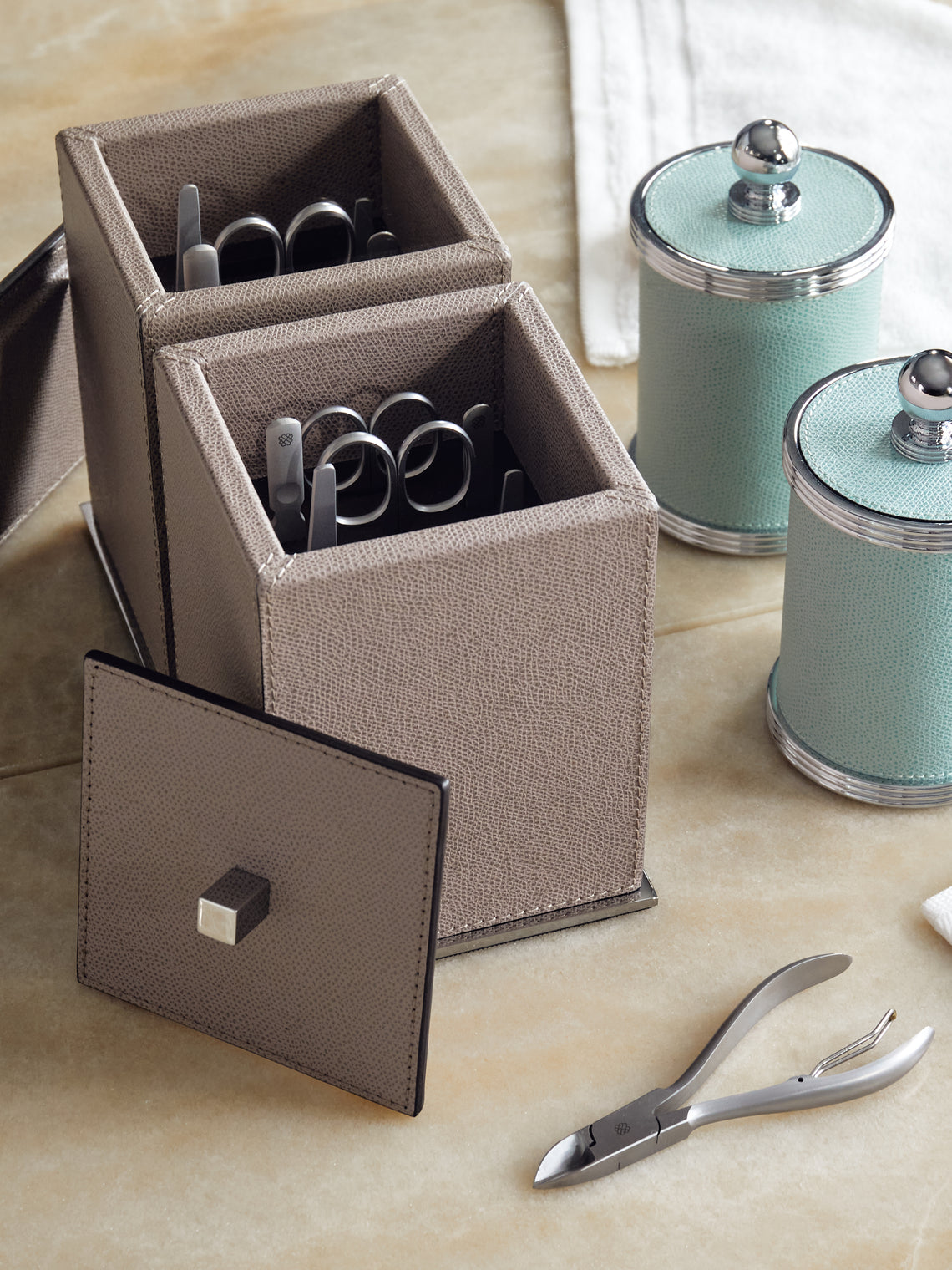 Giobagnara - Firenze Leather Manicure Set - Taupe - ABASK