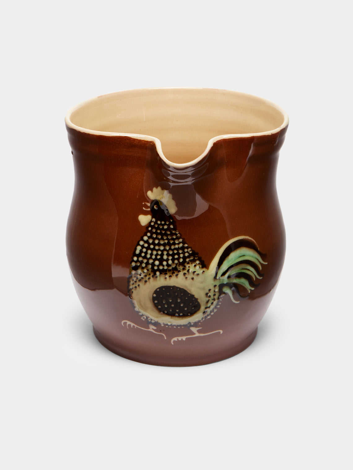 Poterie d’Évires - Chickens Hand-Painted Ceramic Rounded Jug -  - ABASK
