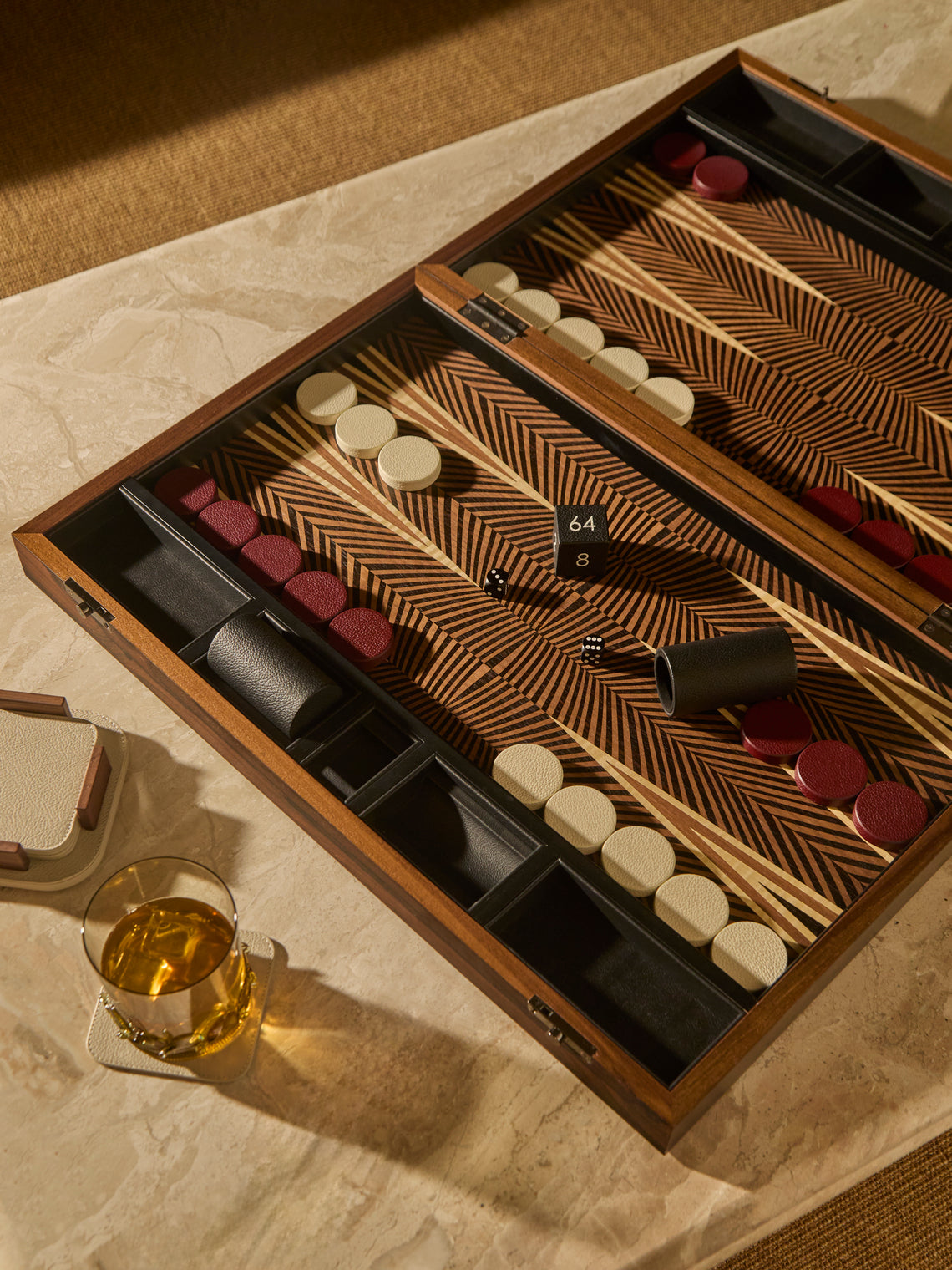 Alexandra Llewellyn - Geometric Walnut Backgammon Set -  - ABASK