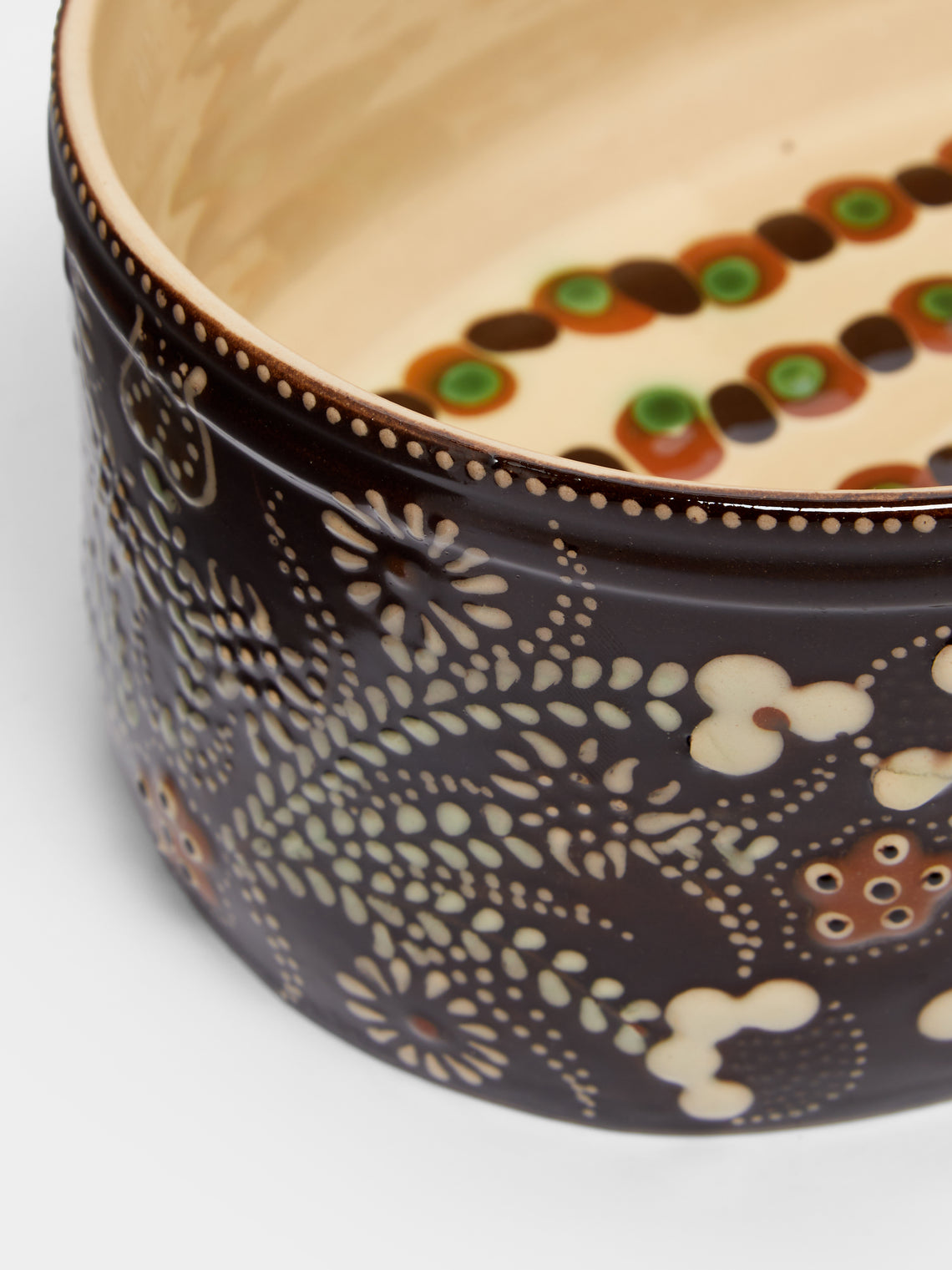 Poterie d’Évires - Flowers Hand-Painted Ceramic Oval Serving Dish -  - ABASK