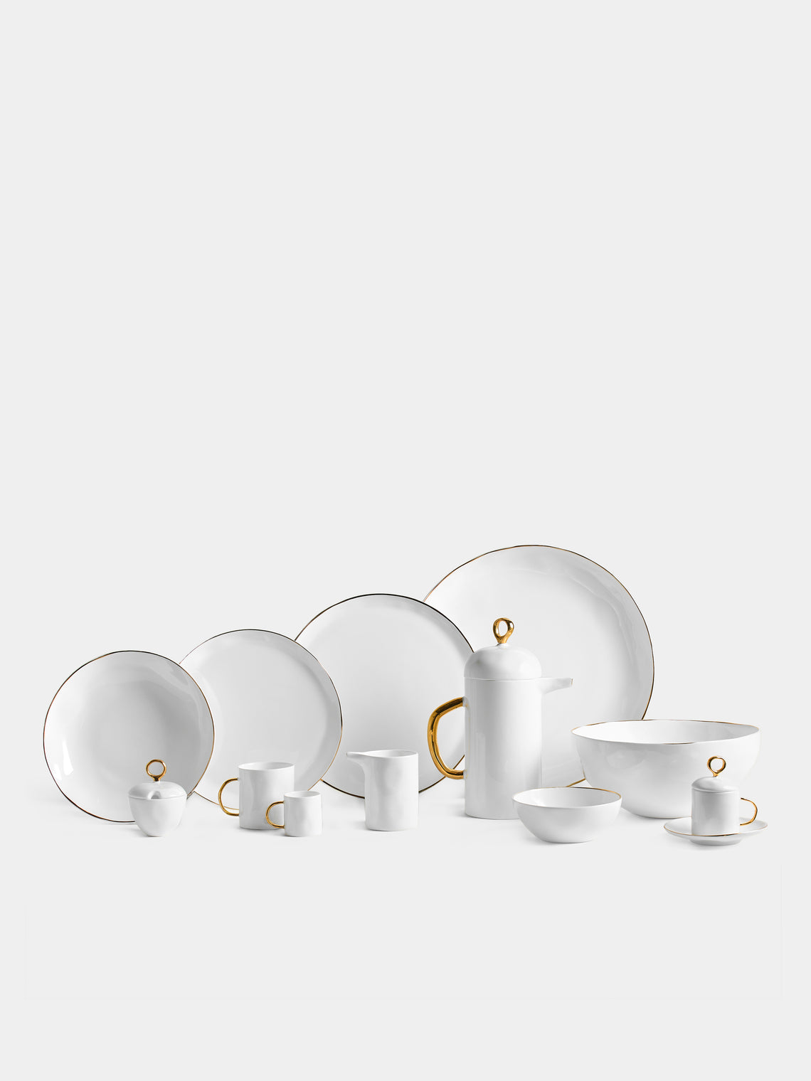 Feldspar - Hand-Painted 24ct Gold and Bone China Collection - White - ABASK