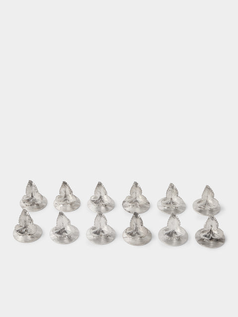Antique and Vintage - | Set of 12 | 1970 Christofle Silver-Plated Name Card Holders - Silver - ABASK - 