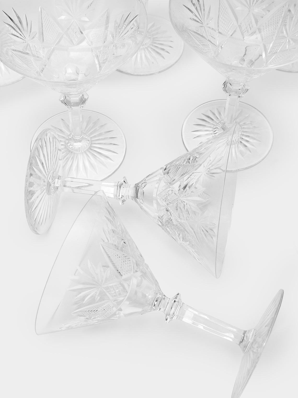 Antique and Vintage - 1950s Val Saint Lambert Cut Crystal Cocktail Glasses (Set of 12) -  - ABASK