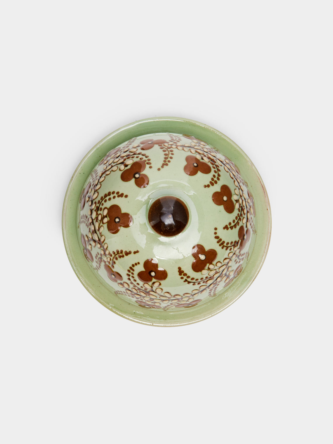 Poterie d’Évires - Flowers Hand-Painted Ceramic Small Butter Dish -  - ABASK