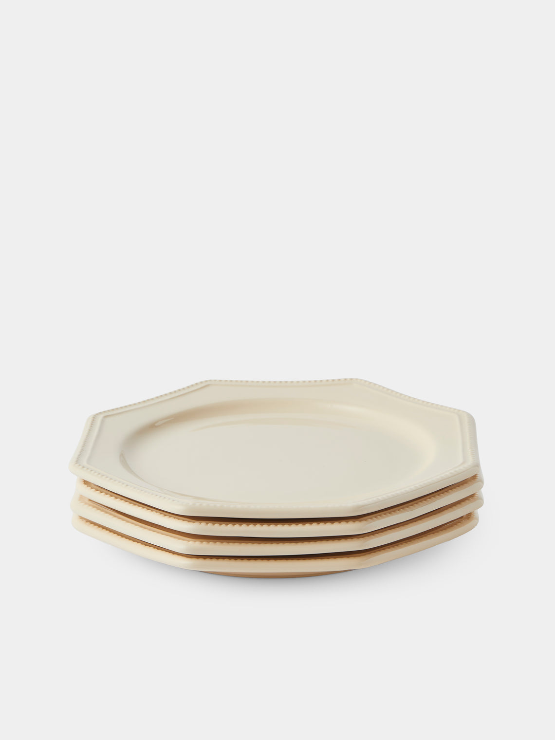 Maison Pichon Uzès - Louis XVI Hand-Glazed Ceramic Dinner Plates – 10in/26cm (Set of 4) - White - ABASK