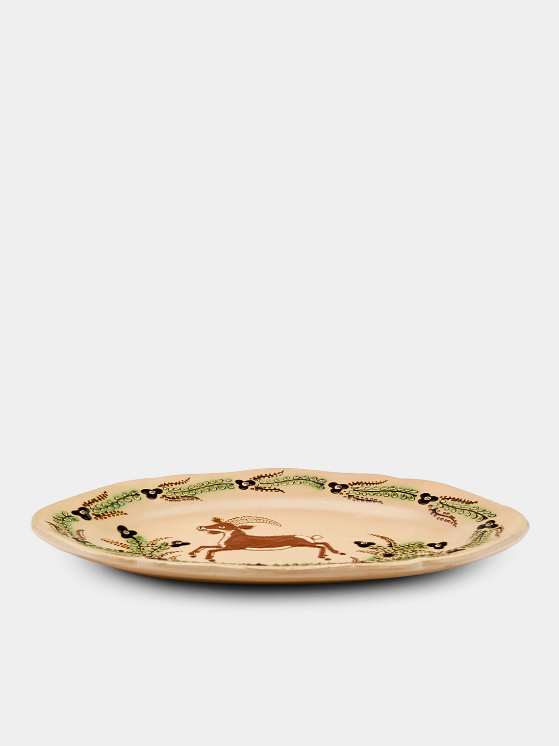 Poterie d’Évires - Goats Hand-Painted Ceramic Fluted-Edge Platter - Cream - ABASK