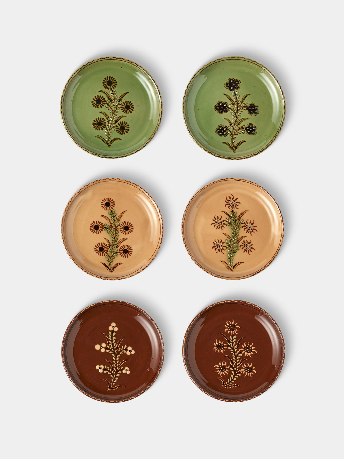 Poterie d’Évires - Flowers Hand-Painted Ceramic Plates – 8in/20cm (Set of 6) - Multiple - ABASK - 