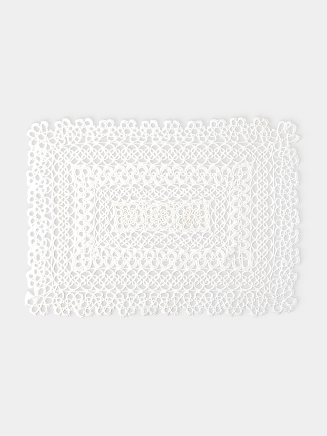 Rolane du Dreuih Creations - Lacework Linen Medium Oblong Placemats (Set of 4) - Ivory - ABASK - 