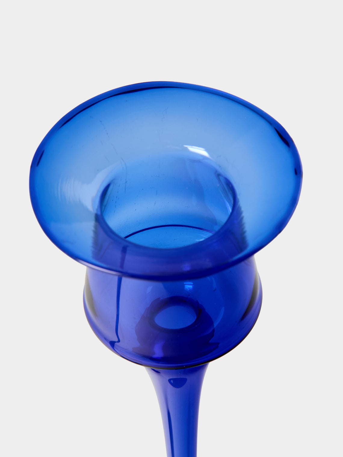 Antique and Vintage - Mid-Century Glass Candle Holders (Set of 2) - Blue - ABASK