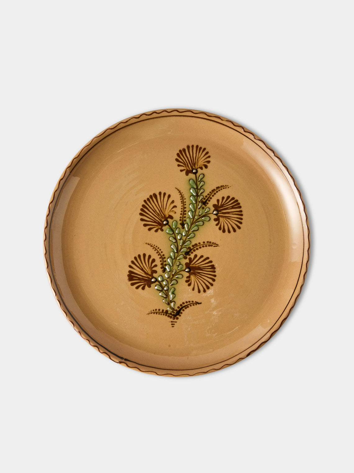 Poterie d’Évires - Flowers Hand-Painted Ceramic Dinner Plates – 9.5in/24cm (Set of 4) - Cream - ABASK