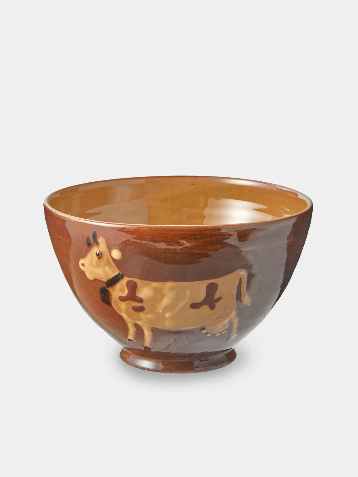 Poterie d’Évires - Cows Hand-Painted Ceramic Grand Bowls (Set of 4) - Light Brown - ABASK