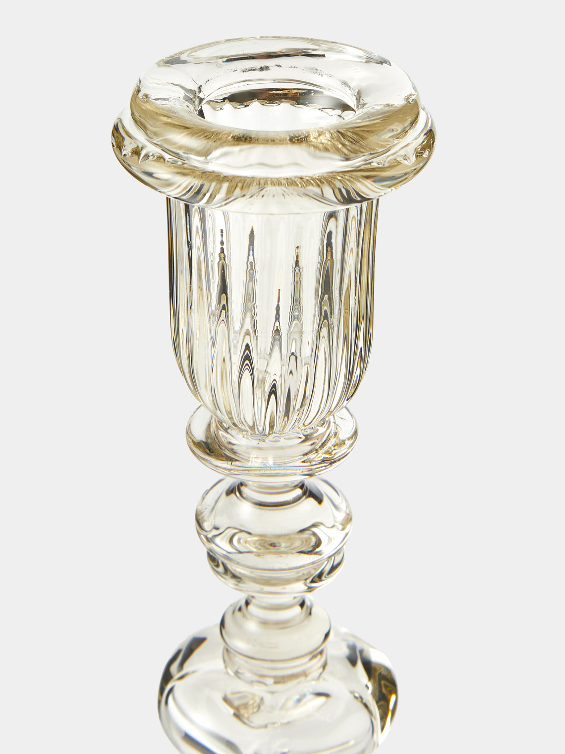 Bollenglass - Hand-Blown Glass Large Candlestick - Gray - ABASK