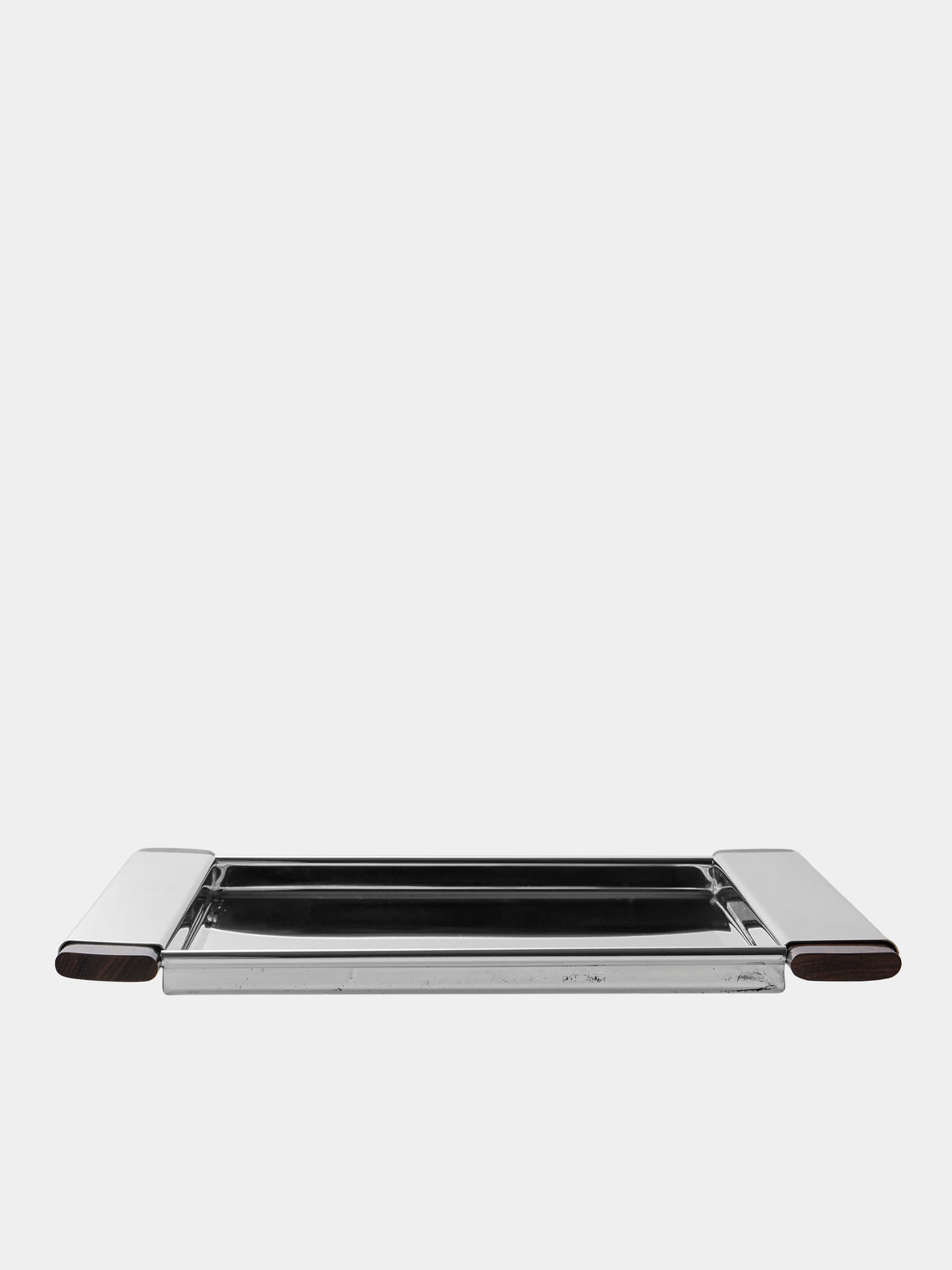 San Lorenzo - 1988 Afra and Tobia Scarpa Sterling Silver and Wood Tray (12in/31cm) - Silver - ABASK