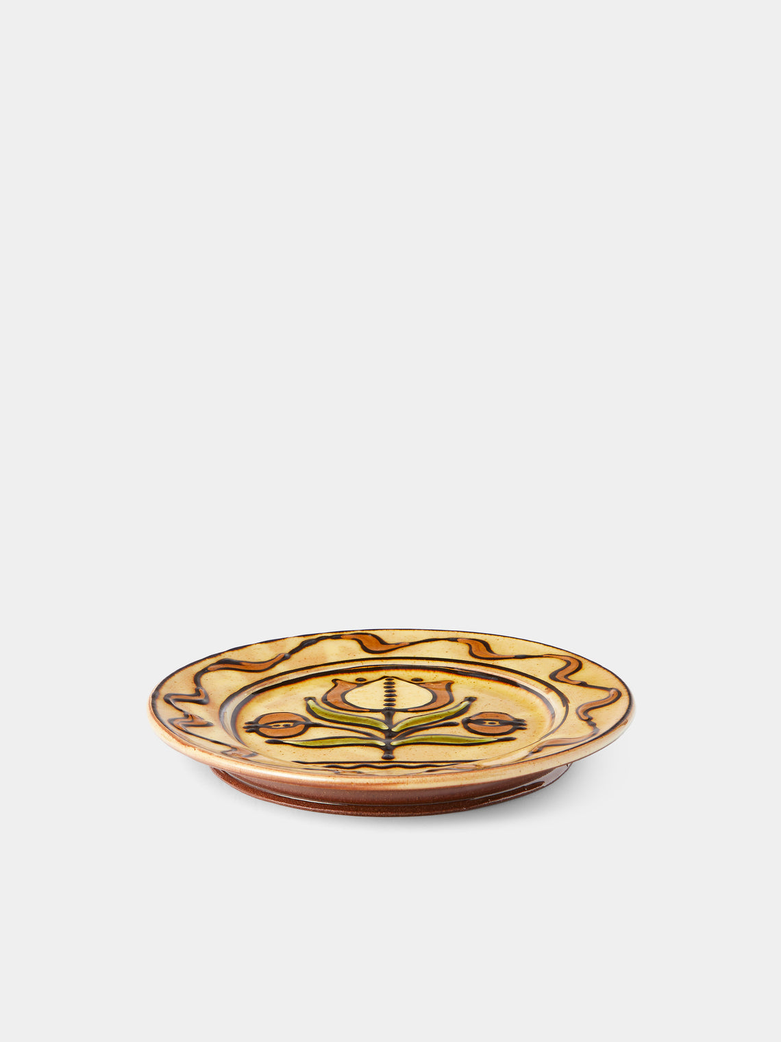 Fitch & McAndrew - Tulips and Buds Slipware Salad / Dessert Plate (7.3in/18.5cm) - Yellow - ABASK