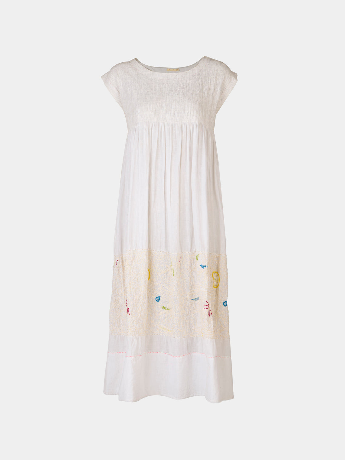 Injiri - Amber 33 Hand-Loomed Cotton Dress | Size: S - White - ABASK - 