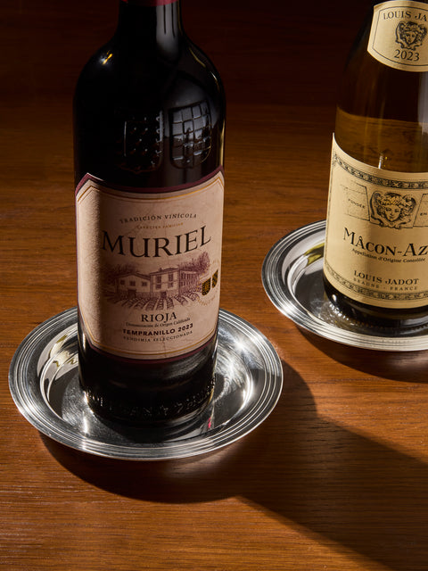 Antique and Vintage - 1955 Ercuis Silver-Plated Bottle Coasters (Set of 2) - Silver - ABASK