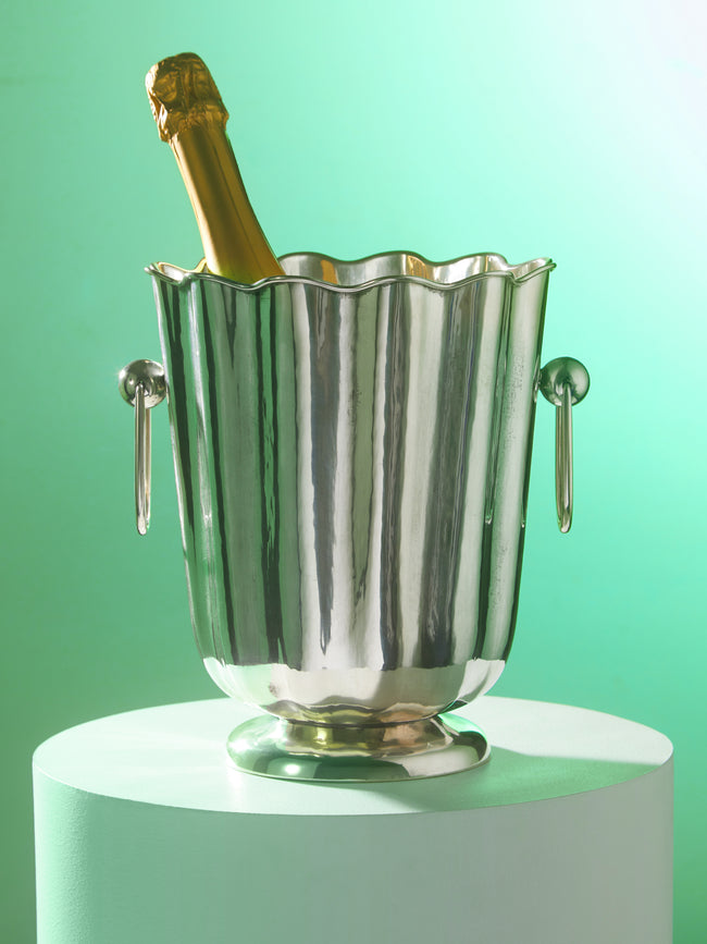 Antique and Vintage - 1950s Solid Silver Scalloped Ice Bucket -  - ABASK