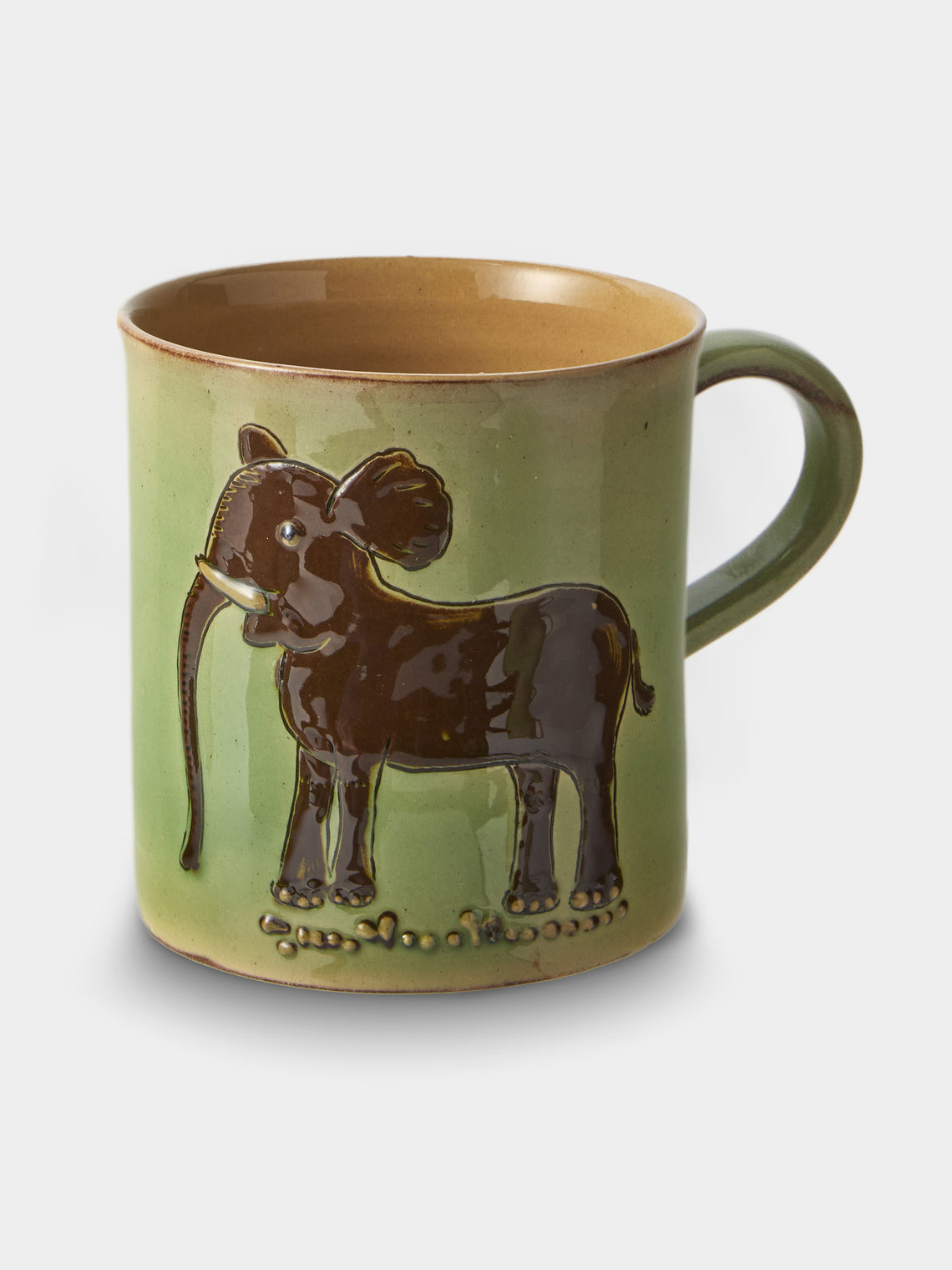 Poterie d’Évires - Animals Hand-Painted Ceramic Mugs (Set of 4) - Green - ABASK