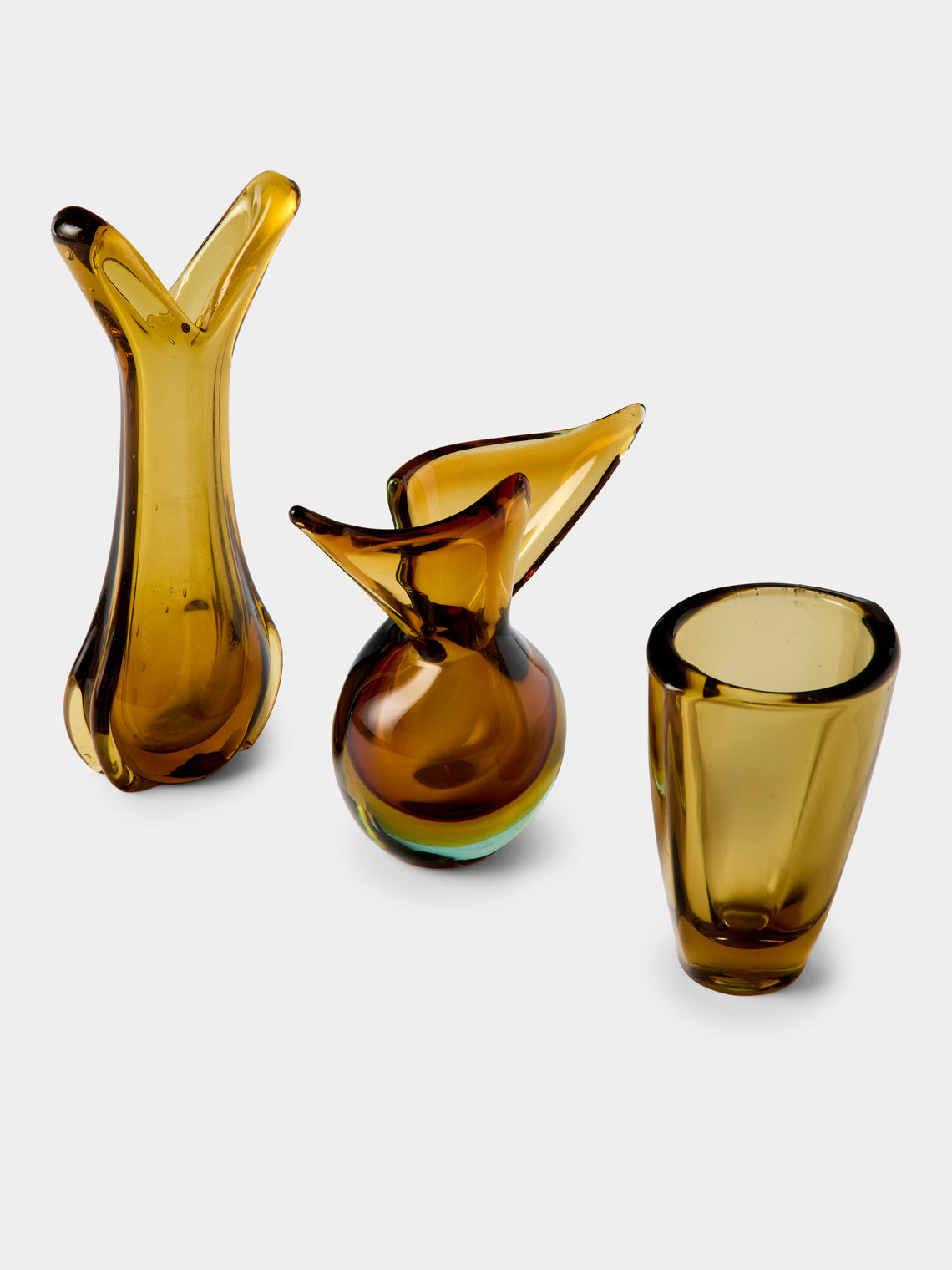 Antique and Vintage - Mid Century Crystal Bud Vases (Set of 3) - Orange - ABASK