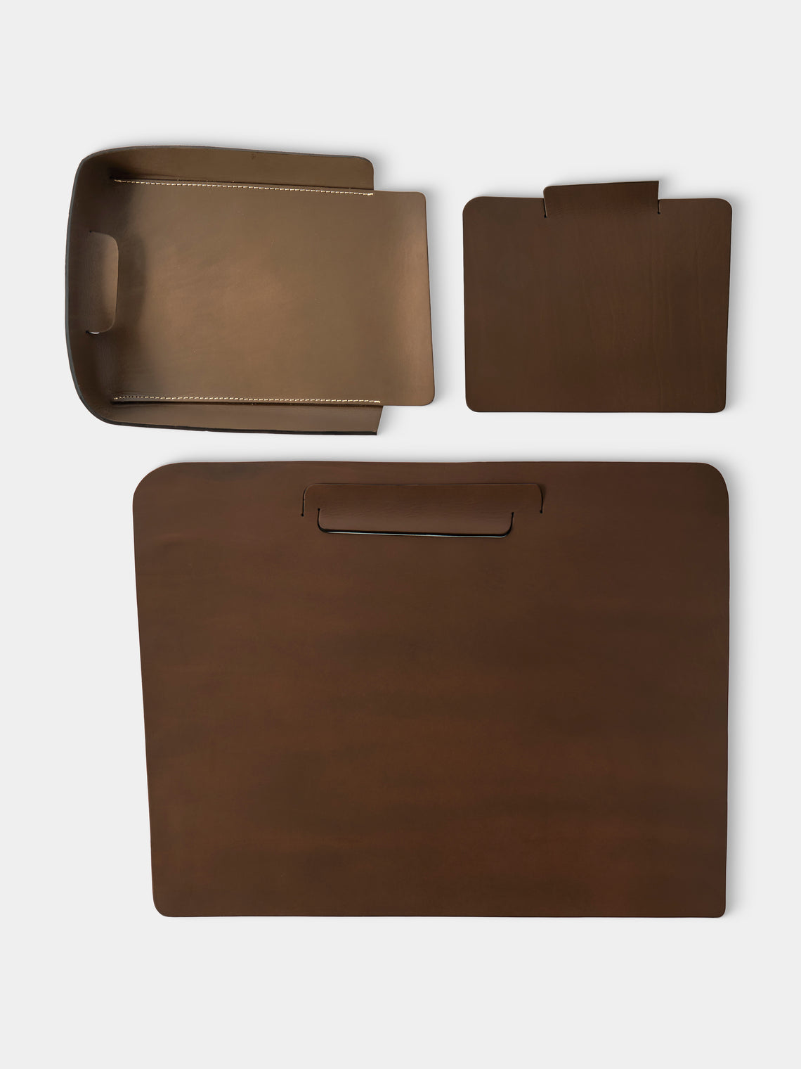 Oscar Maschera - Simone Leather Desk Set - Dark Brown - ABASK - 