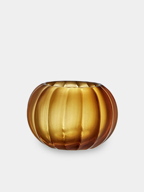 Micheluzzi Glass - Bocia Miele Coste Hand-Blown Murano Glass Vase (4.5in/11cm) - Yellow - ABASK - 