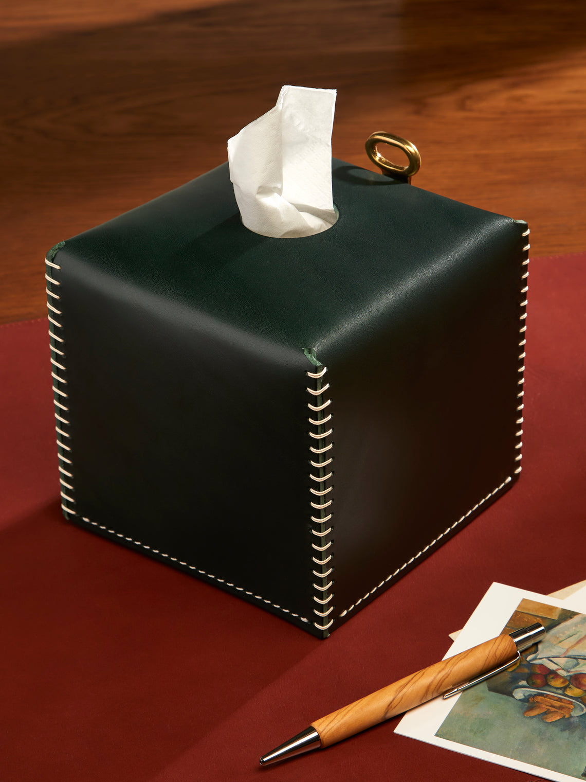 Otzi Studio - Eyelet Leather Tissue Box - Green - ABASK