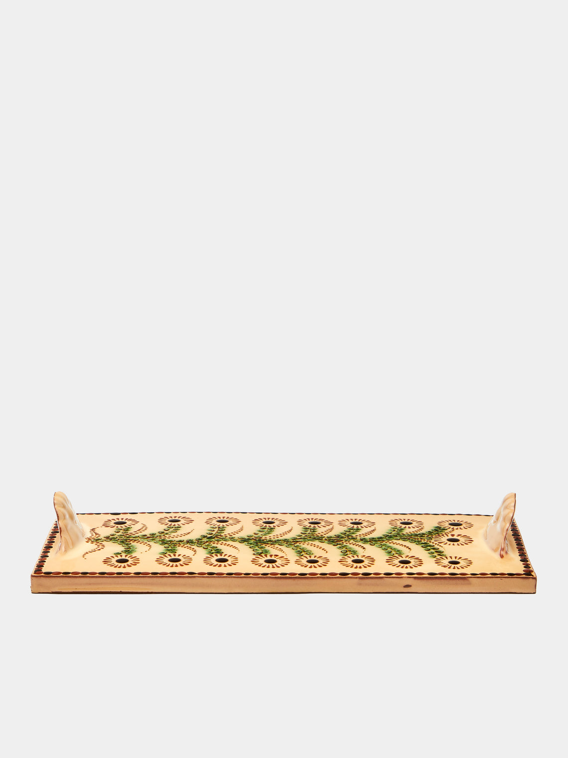 Poterie d’Évires - Flowers Hand-Painted Ceramic Cheese Board - Cream - ABASK