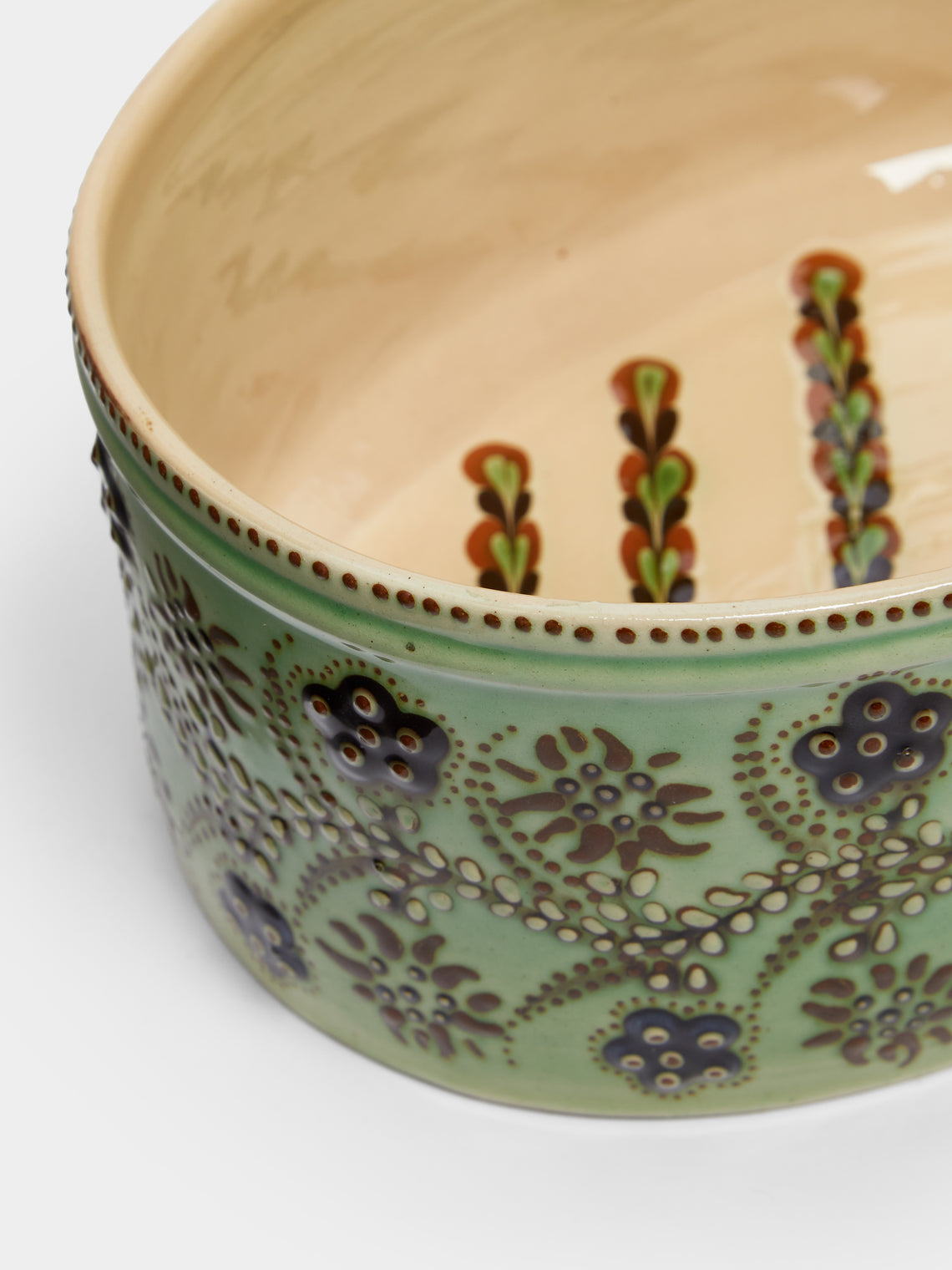 Poterie d’Évires - Flowers Hand-Painted Ceramic Oval Serving Dish -  - ABASK