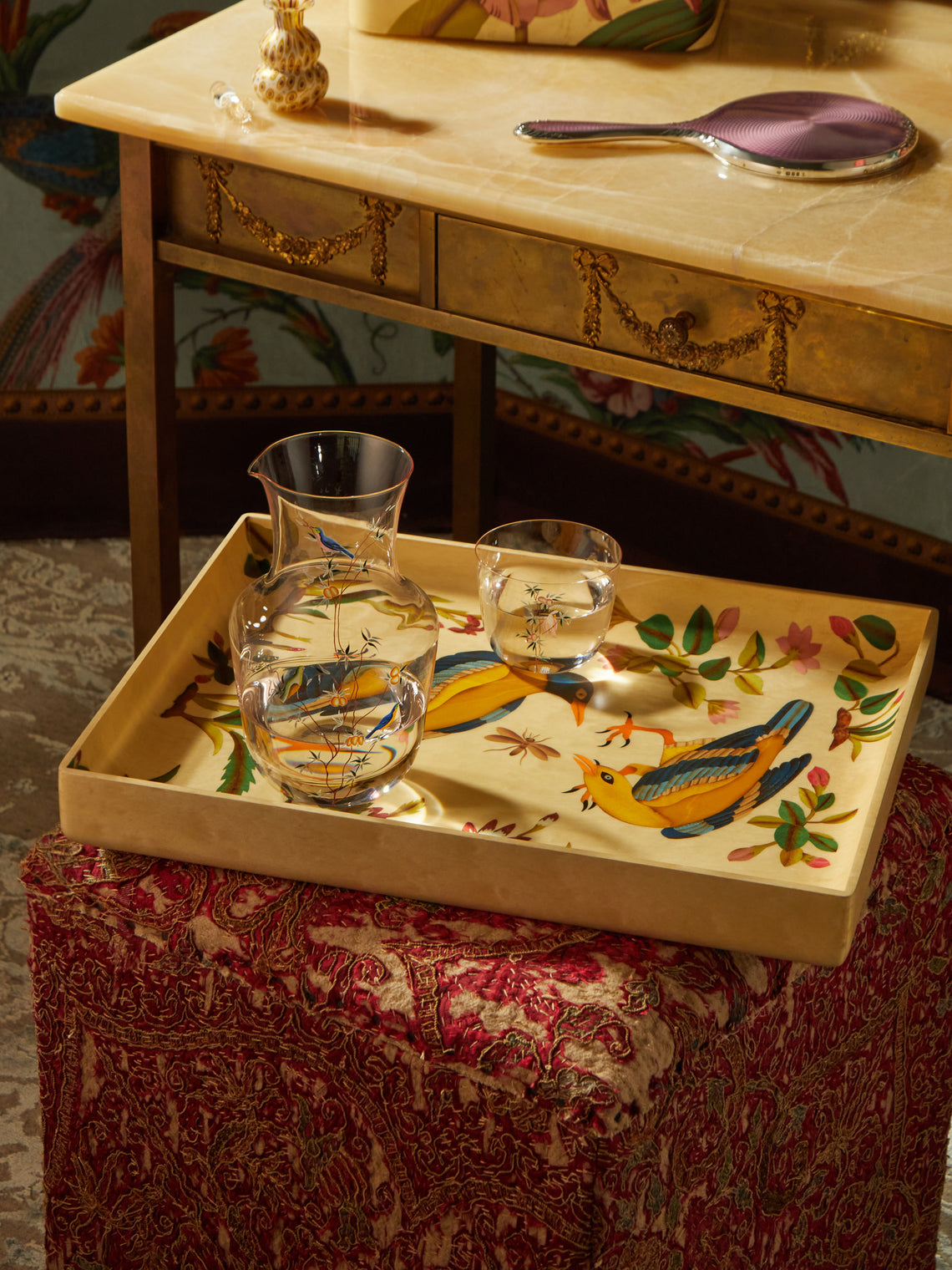 Silvia Furmanovich - Birds Marquetry Wood Small Tray -  - ABASK