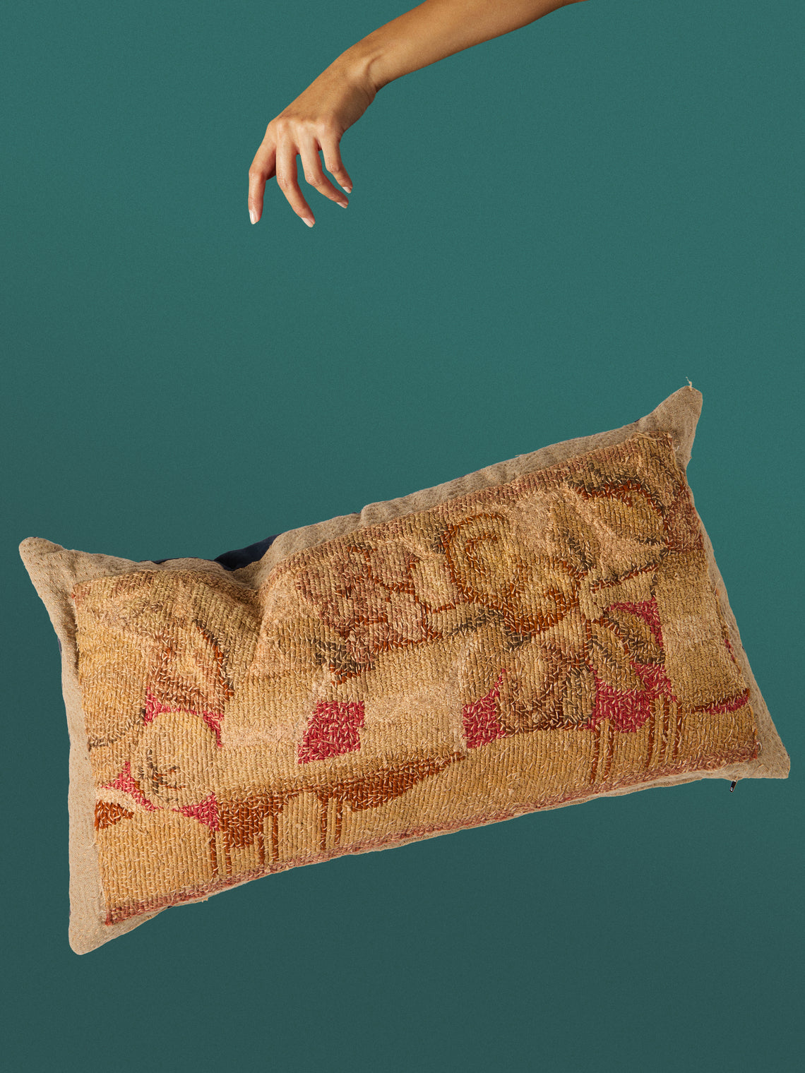 By Walid - 18th-Century French Aubusson Tapestry Wool and Linen Cushion (25.5in/65cm) - Multiple - ABASK