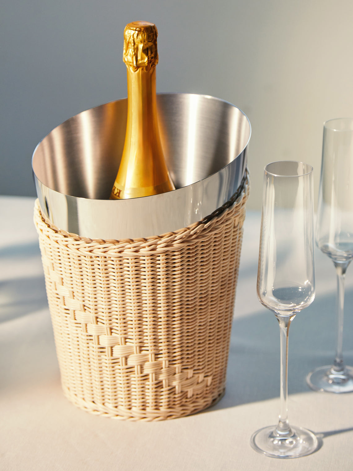 Mila Maurizi - Iris Handwoven Wicker and Steel Barware Collection - Beige - ABASK