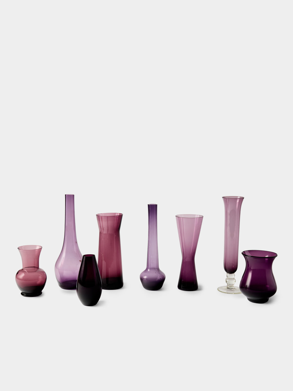 Antique and Vintage - Mid-Century Glass Bud Vases (Set of 8) - Purple - ABASK