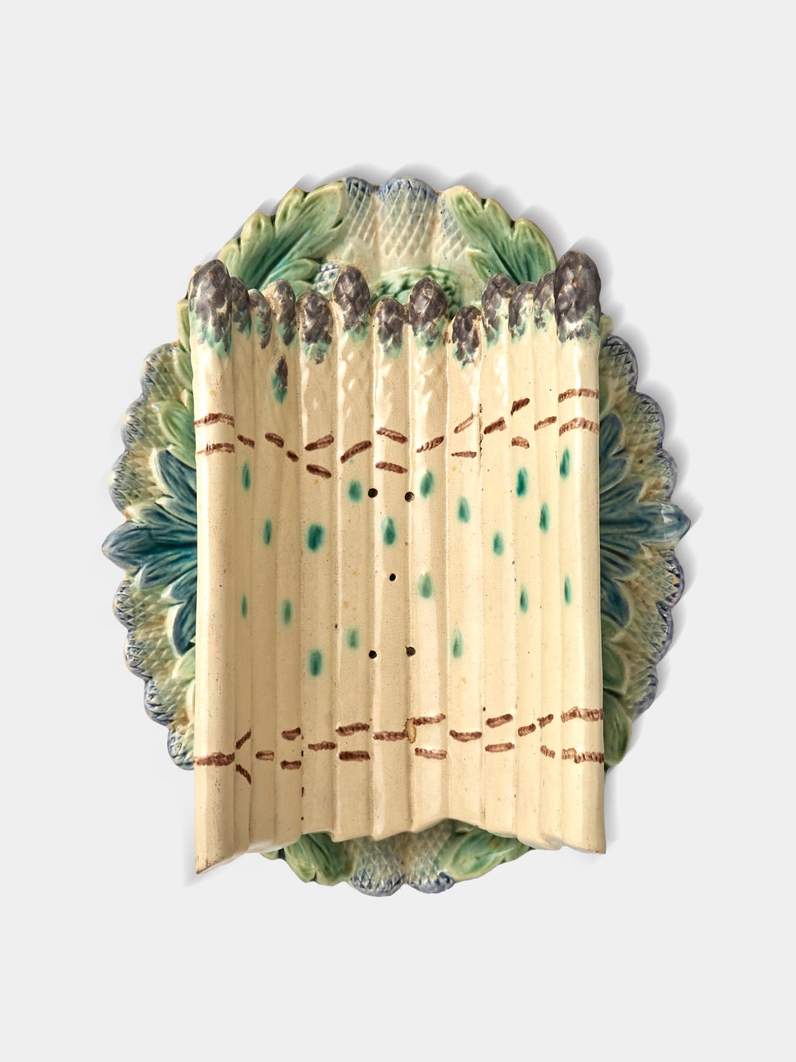 Antique and Vintage - 1900s Ceramic Asparagus Platter - Cream - ABASK